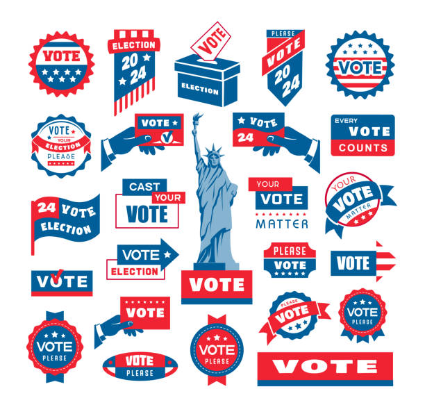 American politics voting 2024. Vector set of banners and badges.