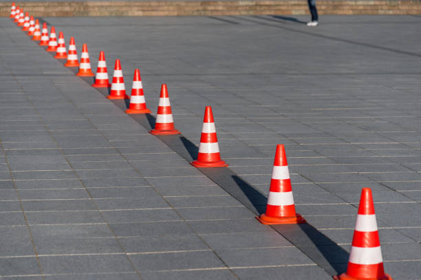 istock Line Of Traffic Cones 2151411154
