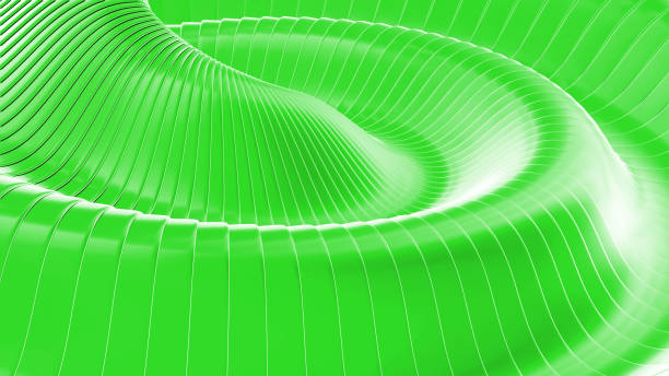 istock Abstract background, 3d green wavy stripes pattern, interesting striped 3D wallpaper. 2151412342