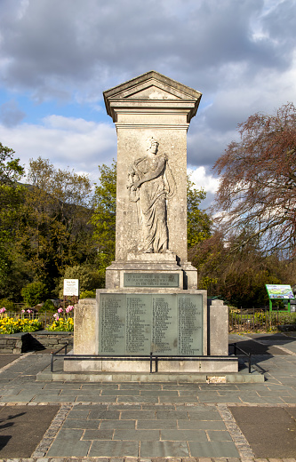 Keswick, Cumbria, UK - 28th April 2024: The War Memorial in Keswick, Cumbria, UK