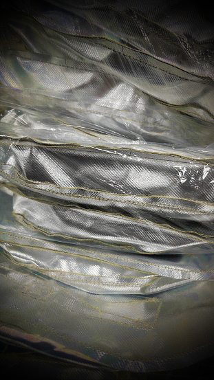 Close-Up Textured Silver Insulation Material Layers