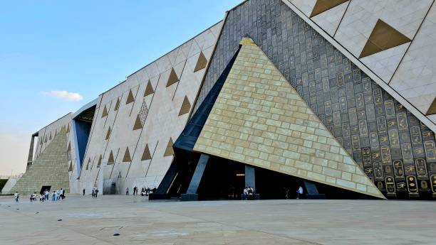 Exterior view of GEM The Grand Egyptian Museum, New Giza Museum, Egypt's gift to the world, the largest archaeological museum in the world, near the Giza pyramid complex Giza, Egypt, April 13 2024: Exterior view of GEM The Grand Egyptian Museum, New Giza Museum, Egypt's gift to the world, the largest archaeological museum in the world, near the Giza pyramid complex, selective focus ramses i stock pictures, royalty-free photos & images