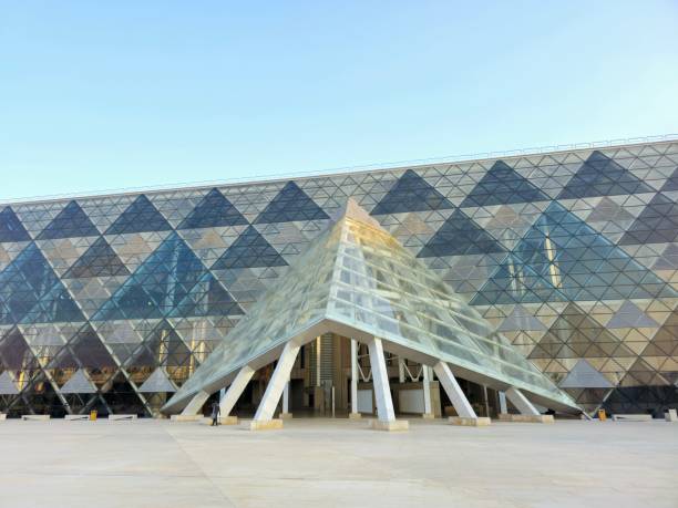 Exterior view of GEM The Grand Egyptian Museum, New Giza Museum, Egypt's gift to the world, the largest archaeological museum in the world, near the Giza pyramid complex Giza, Egypt, April 13 2024: Exterior view of GEM The Grand Egyptian Museum, New Giza Museum, Egypt's gift to the world, the largest archaeological museum in the world, near the Giza pyramid complex, selective focus ramses i stock pictures, royalty-free photos & images