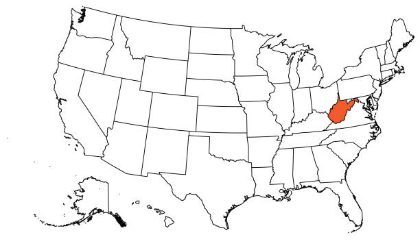 The Outline Of The Us Map With State Borders The Us State Of West The Outline Of The Us Map With State Borders The Us State Of West Virginia