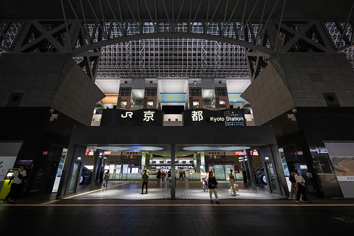 Kyoto, Japan - September 5, 2023 : People at Kyoto Station in Japan. It is one of the major transportation hub in western Japan.