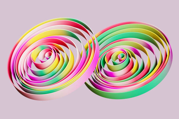Digital generated image of multicolored spiral shapes. Cloud technology, big data or artificial intelligence concepts.