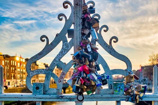 Love locks on Ha'penny Bridge, Dublin, Ireland