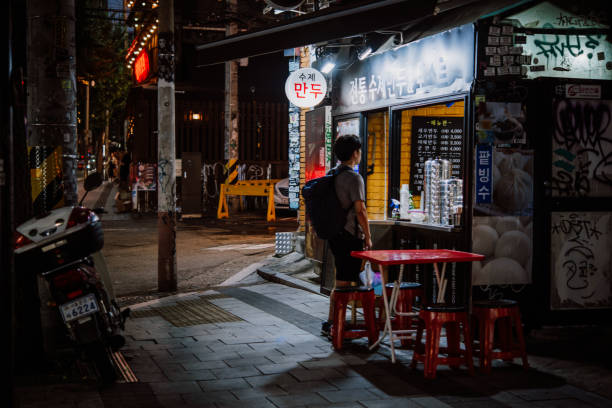 Traditional korean street food on sale in the streets of Seoul, South Korea.