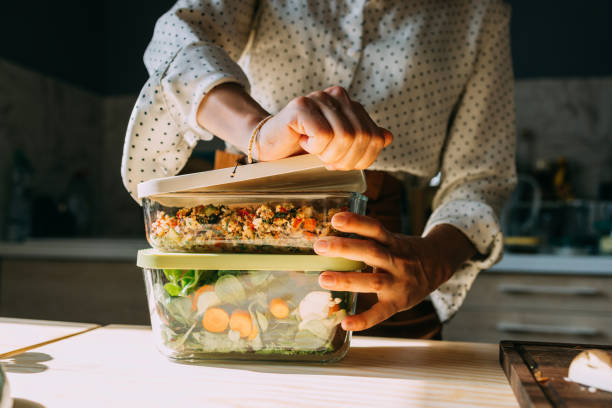 Healthy Meal Preparation in a Bright Modern Kitchen