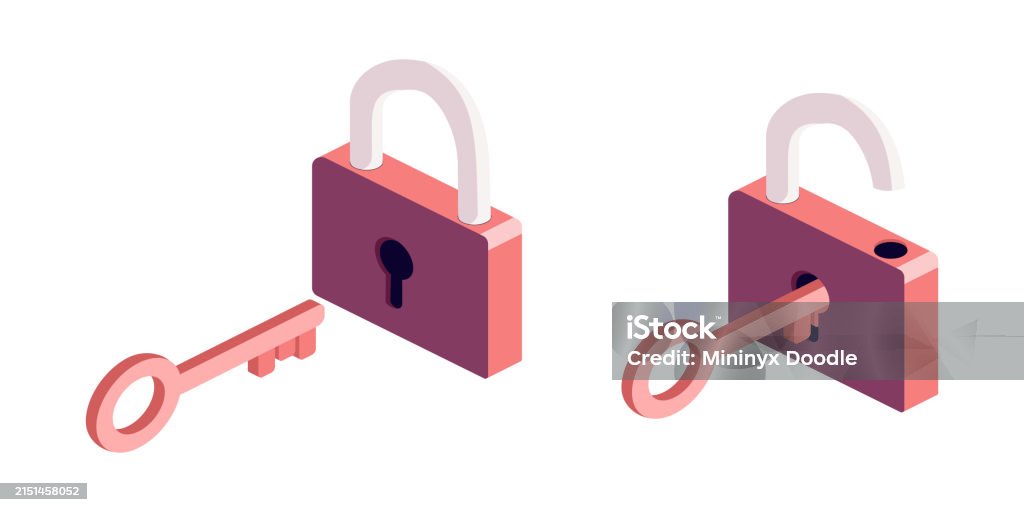 Lock Key Figure Lock And Key Stock Illustration - Download Image Now - Accessibility ...