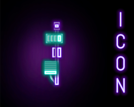 Glowing neon line Standalone sensor icon isolated on black background. Colorful outline concept. Vector.