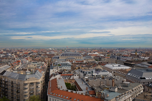 Skyline of the beautiful city of Budapest, Hungary from a rooftop building landmark