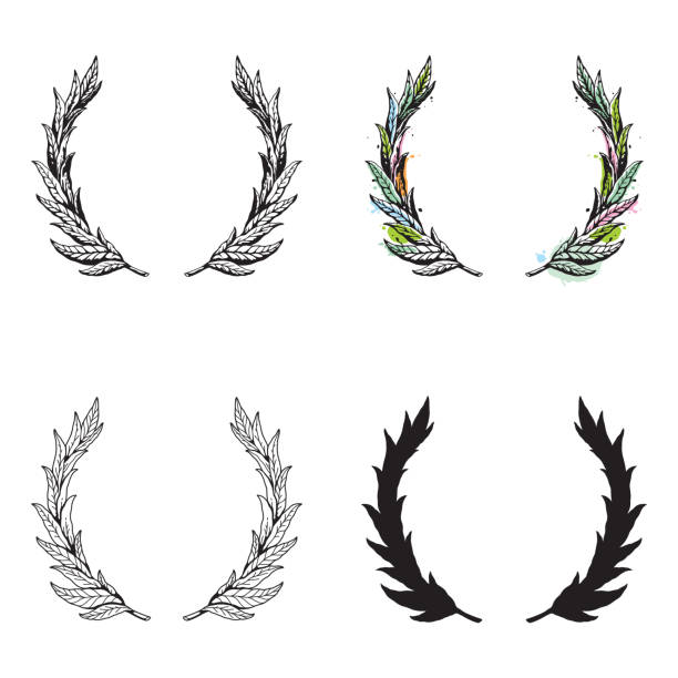 Laurel wreath design element set