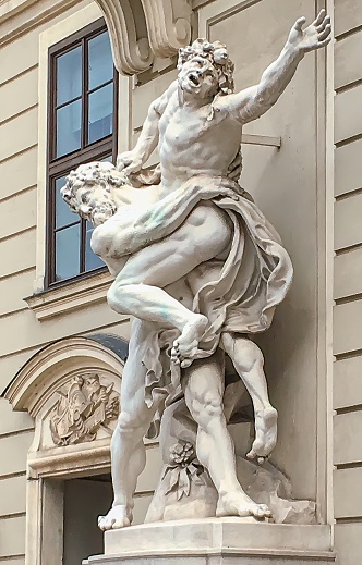Vienna Austria - May 27 2016: Classical statuary adorns many buildings in Vienna