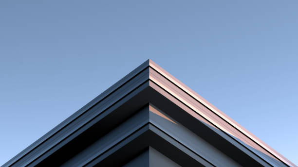 istock Corner of a concrete structure, an architectural modern building. Concrete, metal structure, banner.3D render 2151479109