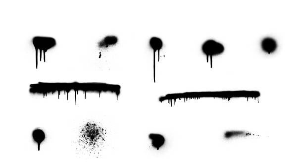 istock Graffiti style splashes and splatters. Set of Spray splashes, drips, lines. 2151484319