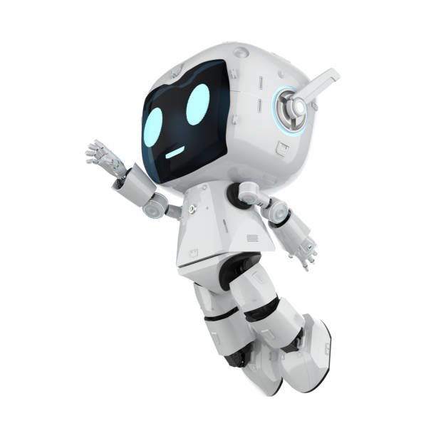 istock Cute and small artificial intelligence personal assistant robot jump isolated 2151484503
