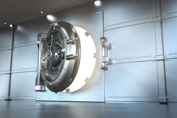 istock Bank vault opened with deposit boxes inside 2151485090