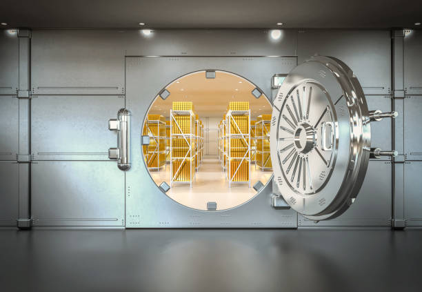 istock Bank vault door opened with bullion inside 2151485092