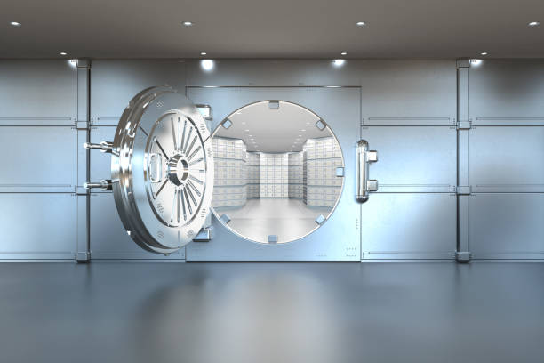 istock Bank vault opened with deposit boxes inside 2151485098