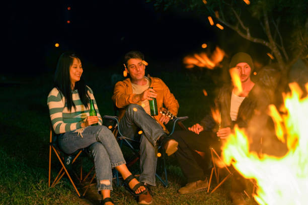 istock Group of People having dinner together at camp. 2151497658