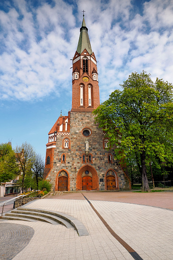 Garrison Church of St. Saint Jerzy in Sopot, Poland - a neo-Gothic building from 1901, originally a Protestant temple, and since 1945 a Catholic one.