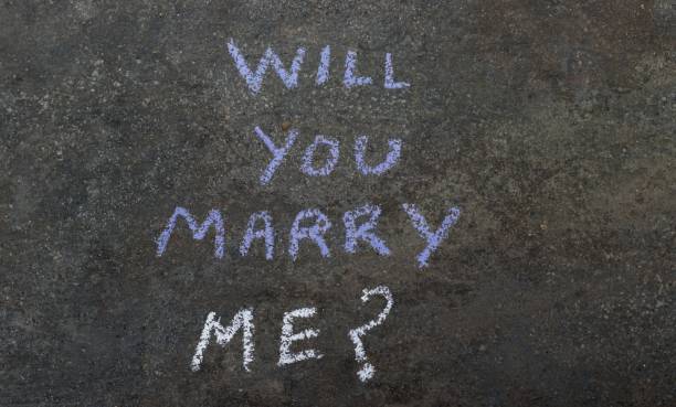istock Will You Marry Me with Question Mark Phrase Written Blackboard with Chalk 2151507247