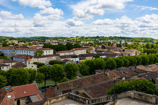 View of Auch and its surroundings from the top of the monumental staircase, behind the Cathedral of Sainte-Marie