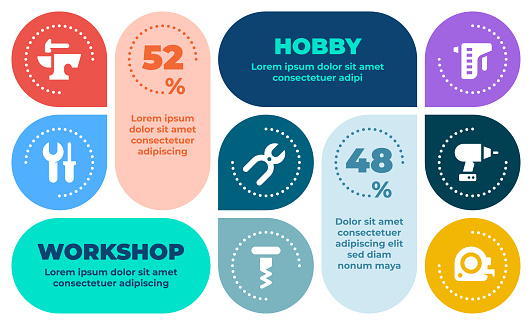 Infographic Layout Design With Icons For Hobby & Workshop