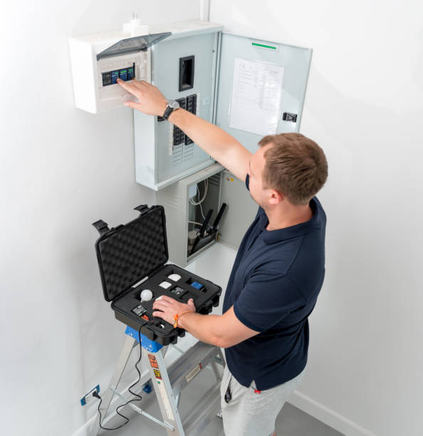 istock A technician works with a demo kit of the smart home system 2151517668