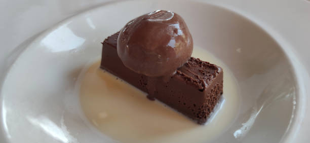 istock chocolate dessert with ice and cake 2151521403