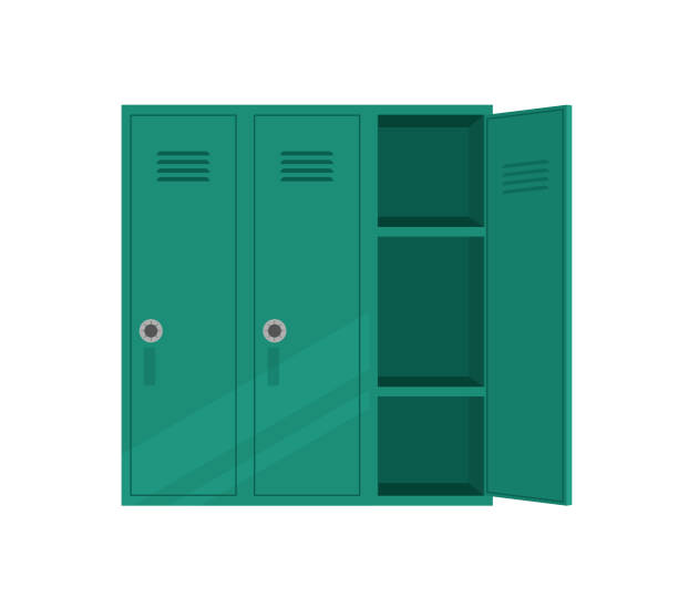 stockillustraties, clipart, cartoons en iconen met open school lockers. - lockerkast