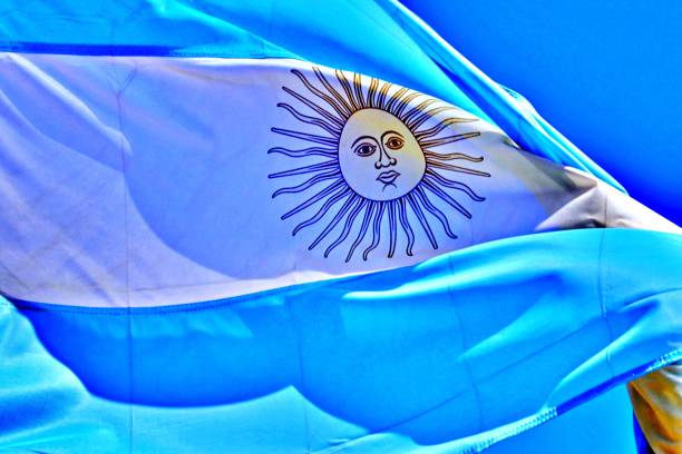 istock Argentinian flag waving in the wind 2151527758