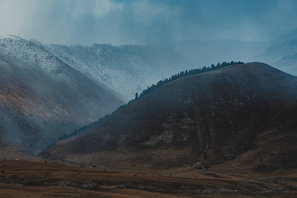 Dramatic mountain landscape in overcast weather