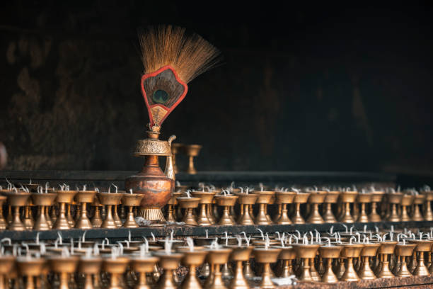a praying candle at the Swayambhunath Temple