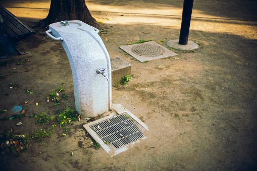Water fountain in a Japanese park (Drinking fountain)
