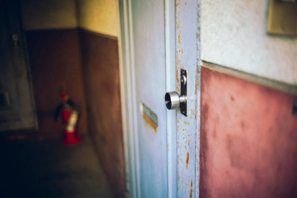 Door of a dilapidated apartment