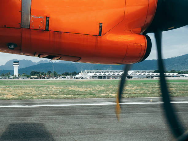 Propeller aircraft on the runaway in Langkawi, Malaysia