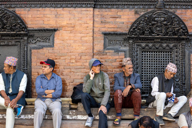 Kathmandu, Nepal-April 21,2024: local people spending time at Kathmandu Durbar Square