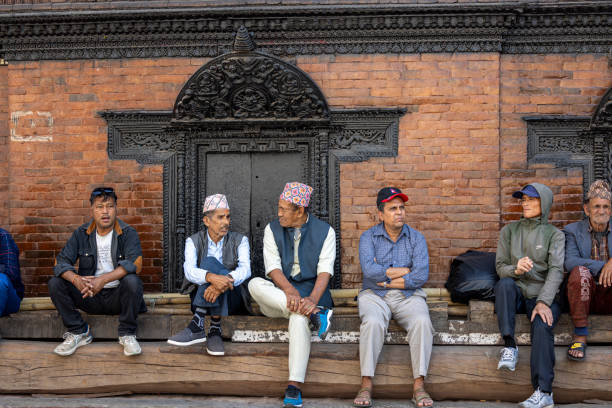 Kathmandu, Nepal-April 21,2024: local people spending time at Kathmandu Durbar Square