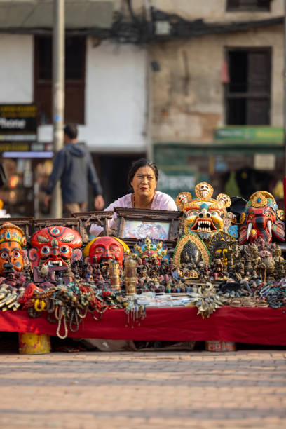 Kathmandu, Nepal-April 21,2024: Souvenir market at Durbar Square, Souvenirs are being sold for tourists