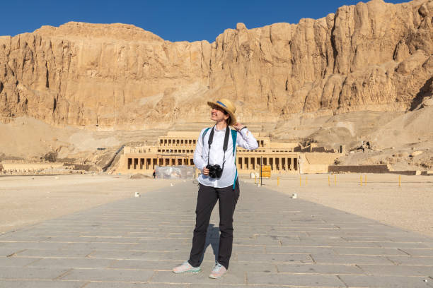 View at Woman at Hatshepsut Temple