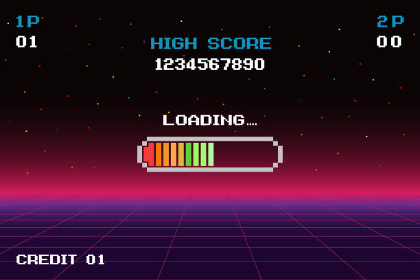 LOADING .pixel art .8 bit game. retro game. for game assets in vector illustrations.