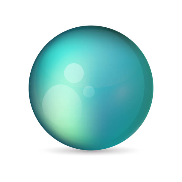 istock Glass blue ball or precious pearl. Glossy realistic ball, 3D abstract vector illustration highlighted on a white background. Big metal bubble with shadow 2151560666