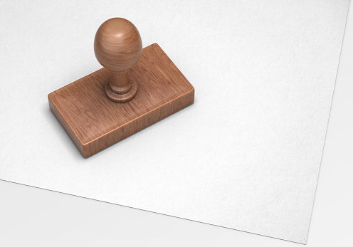 Rubber Stamp Mockup: 3D Rendering on Isolated Background.