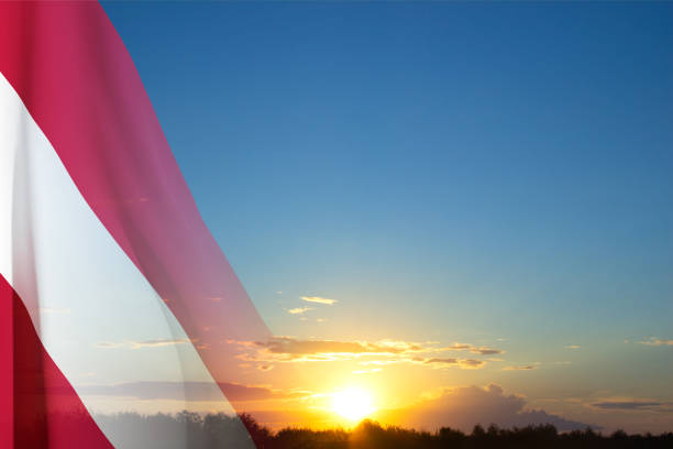 Flag of Austria against the sunset
