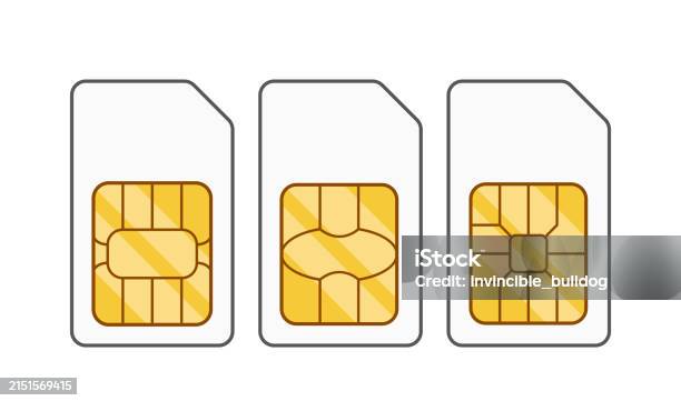 Sim Cards Subscriber Identity Module Arranged Vertically Three Vector ...