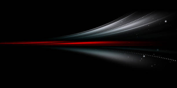 istock Abstract vibrant neon red and gray speed lines on a dark background 2151572741