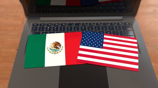 istock Mexican Flag and US Flag, Mexican flag visual presentation. 2151585733