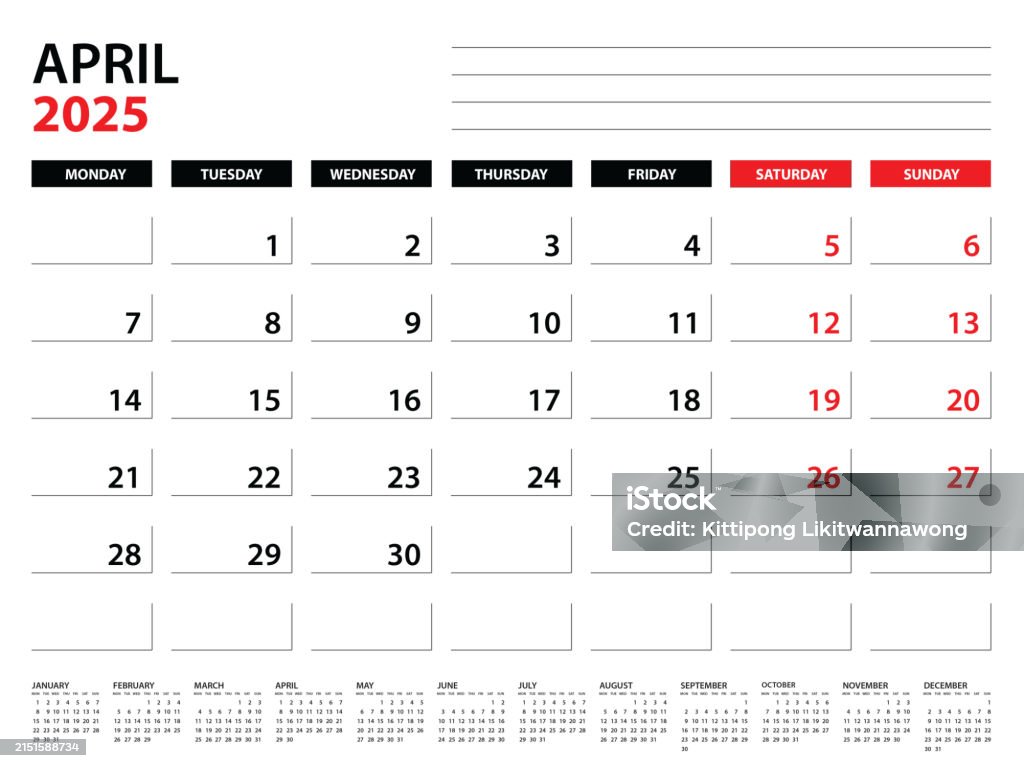 Template Perencana Tahun April 2025 Template Kalender 2025 Perencana